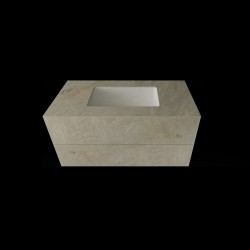 Szafka kompozytowa z umywalką prostokątną o długości 100cm marmo
