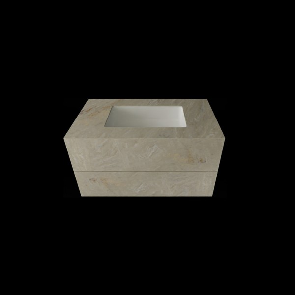 Szafka kompozytowa z umywalką prostokątną o długości 90cm marmo